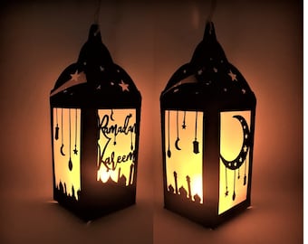 Ramadan Kareem paper cutting lantern template SVG PNG PDF instant download Cut file paper craft 3d cuts 3d craft Eid Mubarak