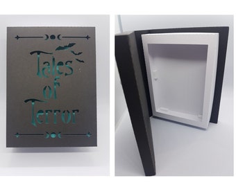 Book box frame Shadow light box Tales of terror Halloween Rectangle paper cutting template SVG PNG PDF instant download cut file