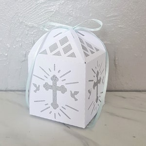 Doop traktatie dozen papier snijden sjabloon SVG PNG PDF instant download Knip papier ambachtelijke bezuinigingen 3d Geschenkdoos traktatie vak Doop partij gunst
