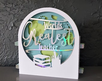 World's Greatest Teacher Pop-up card tunnel card SVG PDF PnG paper cutting instant download template Cut file 3D Cut Layered paper cut craft