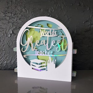 Werelds grootste leraar Pop-up kaart tunnelkaart SVG PDF PnG papier snijden instant download sjabloon Knip bestand 3D Knippen Gelaagd papier knippen ambacht