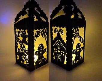 Gingerbread Lantern Digital Download Template SVG PNG PDF Paper cutting Christmas