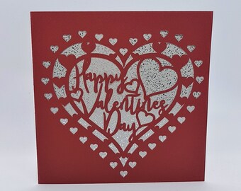 Valentines Day cut out Card SVG PDF PNG paper cutting instant download template Cut file 3D Cuts folded card crafts Love heart silhouette