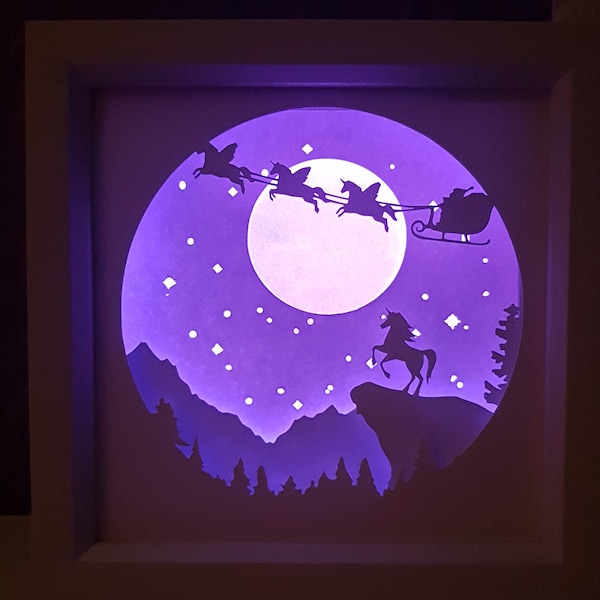 Unicorn Christmas shadow box SVG PDF PNG paper cutting instant download template Cut file 8x8 10x10 12x12 Inch 3D Cuts Unicorn Christmas shadow box SVG PDF PNG paper cutting instant download template Cut file 8x8 10x10 12x12 Inch 3D Cuts