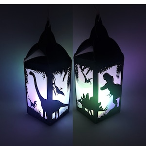 Modelo de corte de papel de lanterna de dinossauros SVG PNG PDF download instantâneo Arquivo de corte artesanato em papel cortes 3d artesanato 3d Período Jurássico Dino T-rex Diy