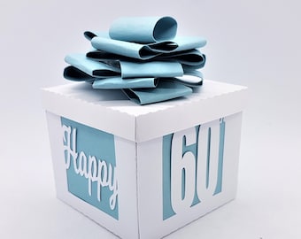 60th Birthday gift box paper cutting template SVG PNG PDF instant download Cut file paper craft 3d cuts 3d craft