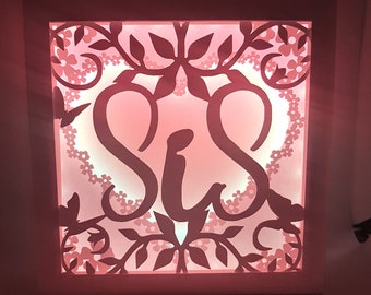 Sister Love caja de sombras SVG PDF PNG corte de papel plantilla de descarga instantánea Cortar archivo 8x8 10x10 12x12 Día de la Madre Cumpleaños hermana