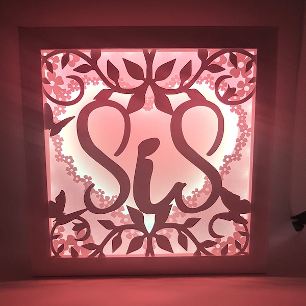 Sister Love shadow box SVG PDF PNG paper cutting instant download template Cut file 8x8 10x10 12x12 Mother's Day Birthday sis