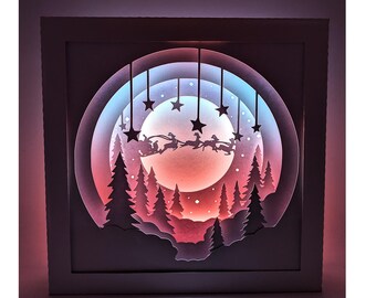 Christmas Reindeer Digital Download shadow light box SVG PDF PNG Cutting Template