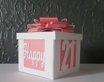 21st Birthday gift box paper cutting template SVG PNG PDF instant download Cut file paper craft 3d cuts 3d craft