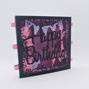 Happy Birthday Pop-up card tunnel card fold card SVG PDF PNG paper cutting instant download template Cut file 3D Cut Birthday Champagne cake