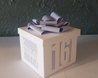 Szablon wycinania papieru na 16 urodziny SVG PNG PDF natychmiastowe pobieranie Plik wycinania papieru rzemiosła 3d cięcia 3d rzemiosło