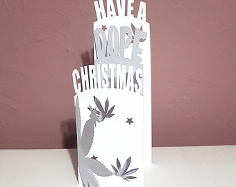 Have a Dope Christmas fold Card and envelope SVG PDF PNG paper cutting instant download template Cut file 3D Cuts fold crafts cannabis weed
