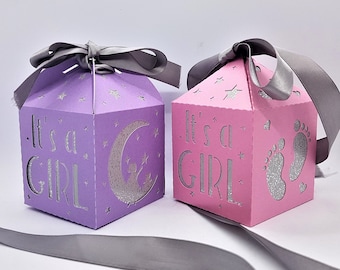 It's a Girl Treat boxes paper cutting template SVG PNG PDF instant download Cut paper craft cuts 3d craft Gift box treat box Baby shower