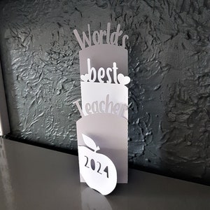 Weltbeste Lehrerin Klappkarte und Umschlag SVG PDF PNG Papierschnitt Sofortdownload Vorlage Schnittdatei 3D Schnitte Klappkarte Handwerk Schule
