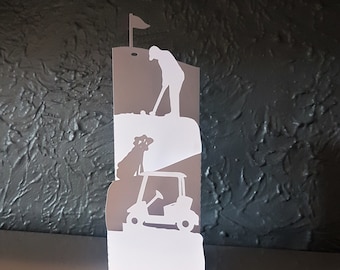 Szablon składanej karty golfowej: wycinanka DIY (svg, pdf, png)