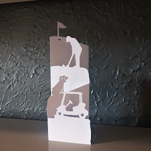 Golf doblar sobre de tarjeta SVG PDF PNG corte de papel plantilla de descarga instantánea Cortar archivo 3D Cortes tarjetas dobladas artesanías Saludo Cumpleaños para él