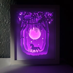 Unicorn shadow box SVG PDF PNG paper cutting instant download template Cut file A4 and 8X10 Inch 3D Cuts light box lightbox shadowbox svg