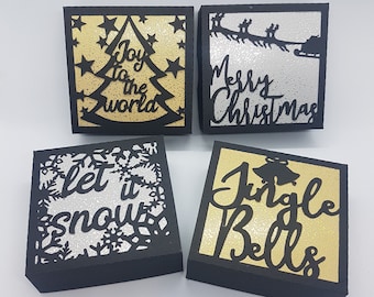 Szablon do wycinania papieru w pudełkach na smakołyki świąteczne SVG PNG PDF do natychmiastowego pobrania Wytnij wycinanki z papieru 3d rzemiosło Pudełko na prezent pudełko na smakołyki dekoracja impreza słodkie