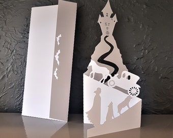 Dracula fold Card Halloween envelope pumpkin haunted spooky SVG PDF PNG paper cutting instant download template Cut file 3D folded crafts