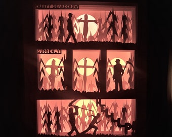 Scarecrow Comic Book shadow box SVG PDF PNG paper cutting instant download template Cut file A4 and 8X10 Inch 3D Cuts Halloween