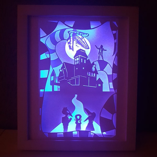 Halloween shadow box SVG PDF PNG paper cutting instant download template Cut file A4 and 8X10 Inch 3D Cuts