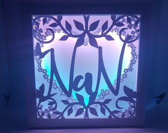 Nan Love shadow box SVG PDF PNG paper cutting instant download template Cut file 8x8 10x10 12x12 Mother's Day Birthday