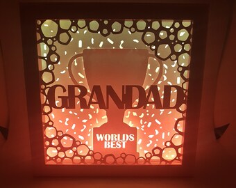 Sjabloon Grandad Shadow Box, Vaderdagcadeau (SVG, pdf, png)