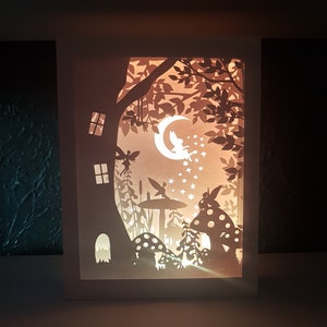 Fairy shadow box SVG PDF PNG paper cutting instant download template Cut file A4 and 8X10 3D Cut Garden kids Lightbox
