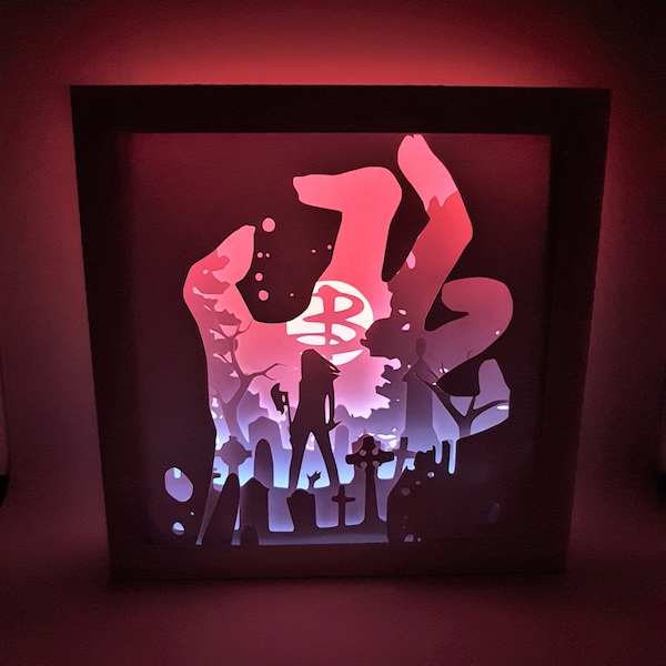 Graveyard Halloween shadow box SVG PDF PNG paper cutting instant download template Cut file 8X8 10X10 Inch 3D Cuts Slayer, Zombie, Vampire