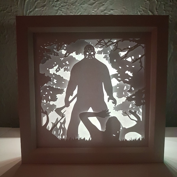 Horror inspired shadow box SVG PDF PNG paper cutting instant download template Cut file 8x8 10x10 12x12 Birthday, Gaming, slasher