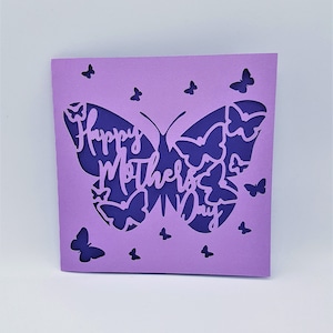Mother's Day cut out Card SVG PDF PNG paper cutting instant download template Cut file 3D Cuts folded card crafts Butterfly mom mum fold