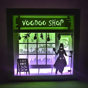 Voodoo Shop shadow box SVG PDF PNG paper cutting instant download template Cut file 8x8 10x10 12x12 Halloween Witch Doctor