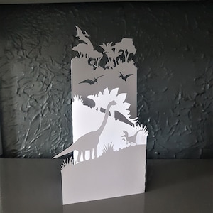Dinosaurs fold Card and envelope SVG PDF PNG paper cutting instant download template Cut file 3D Cuts folded card crafts Jurassic period