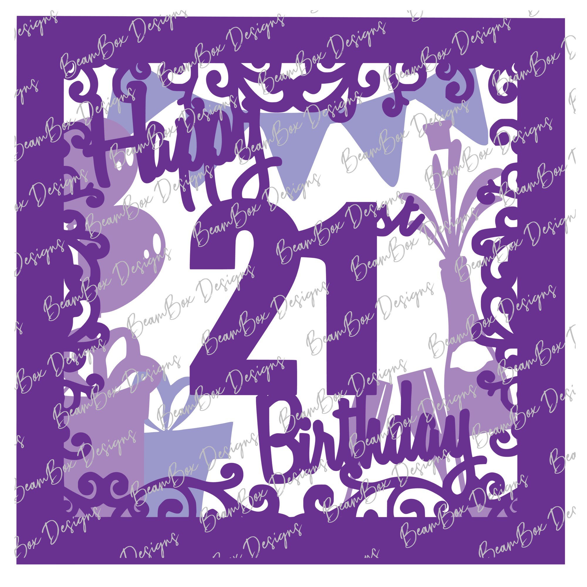 Happy 21st Birthday Shadow Box SVG PDF PNG Paper Cutting Instant ...