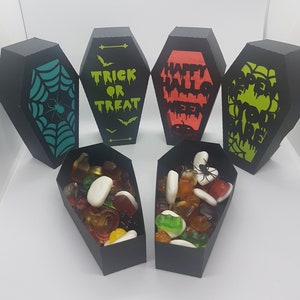 Halloween Treat boxes #2 coffin paper cutting template SVG PNG PDF instant download Cut paper craft cuts 3d craft box trick or treat gift