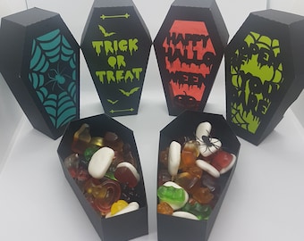 Cajas de golosinas de Halloween #2 plantilla de corte de papel de ataúd SVG PNG PDF descarga instantánea Cortar papel artesanal cortes 3d caja de artesanía truco o regalo de regalo