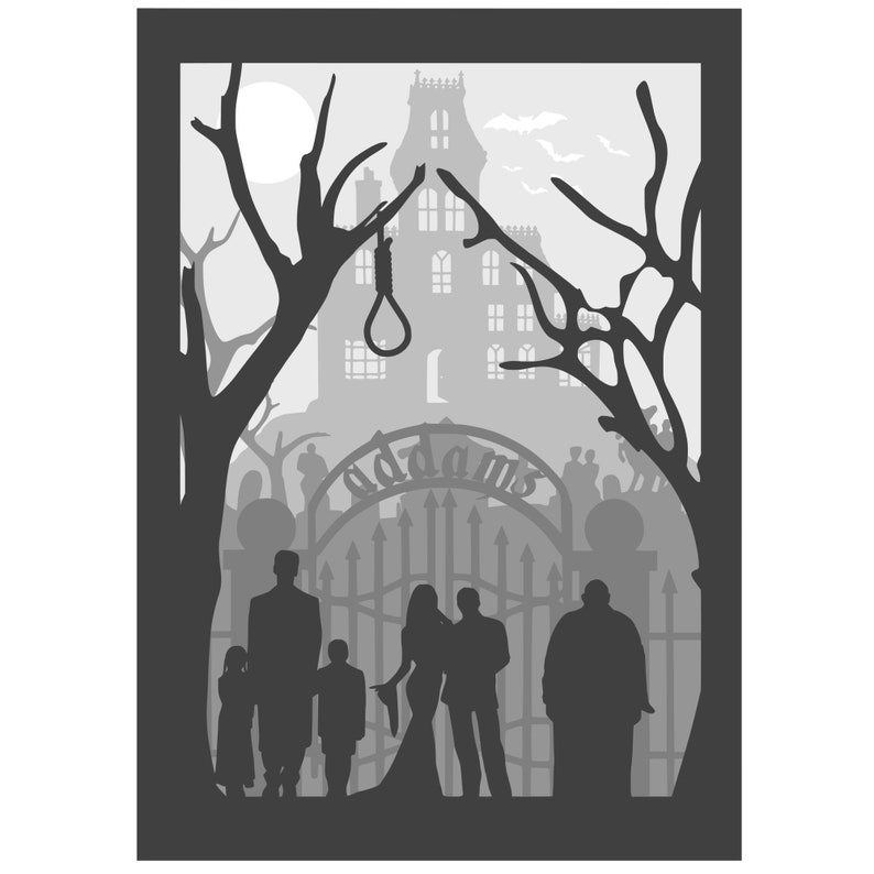 Download The Addams Family inspired Halloween shadow box SVG PDF ...