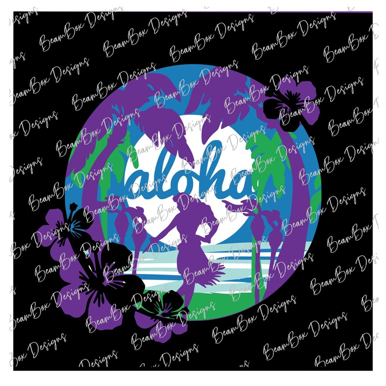 Aloha Hawaii Beach Shadow Box Template SVG, PDF, PNG (digital Download ...