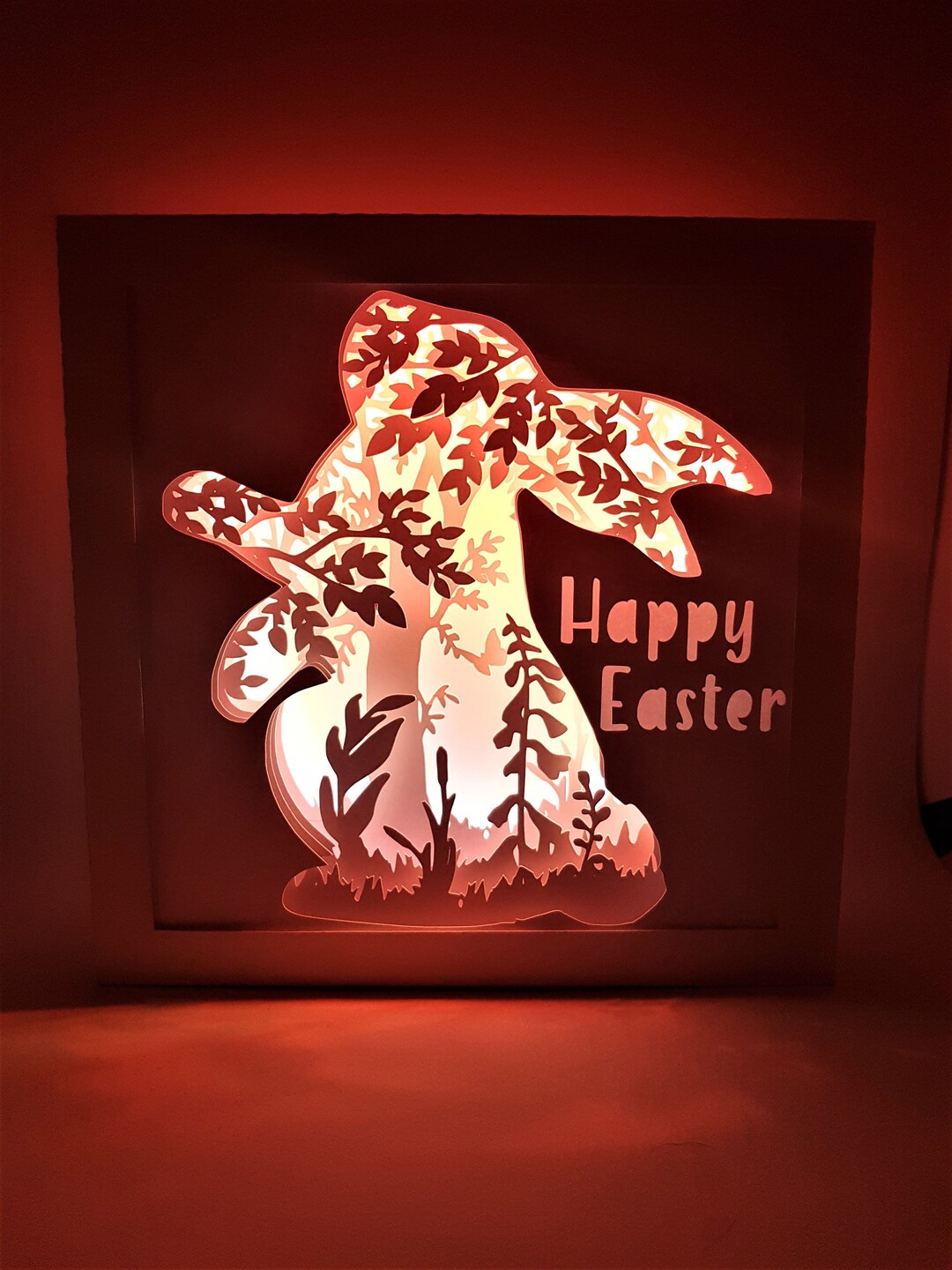 Happy Easter Shadow Box Bunny Rabbit SVG PDF PNG Paper Cutting Instant ...