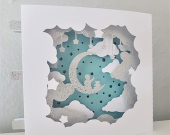 New Baby Pop-up card tunnel card SVG PDF PnG paper cutting instant download template Cut file 3D Cut Layered paper cut craft DIY