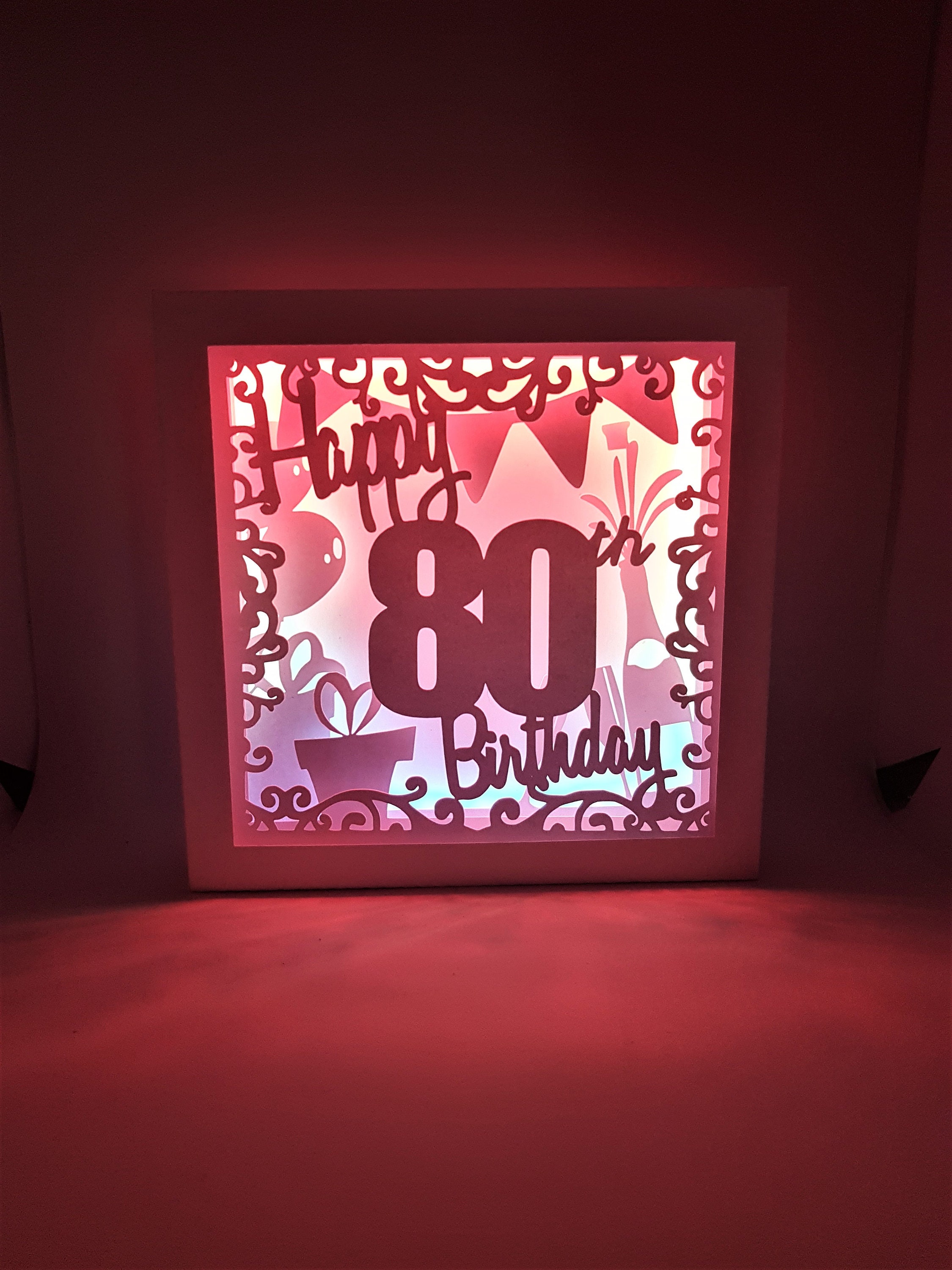 Happy 80th Birthday Shadow Box SVG PDF PNG Paper Cutting Etsy Canada