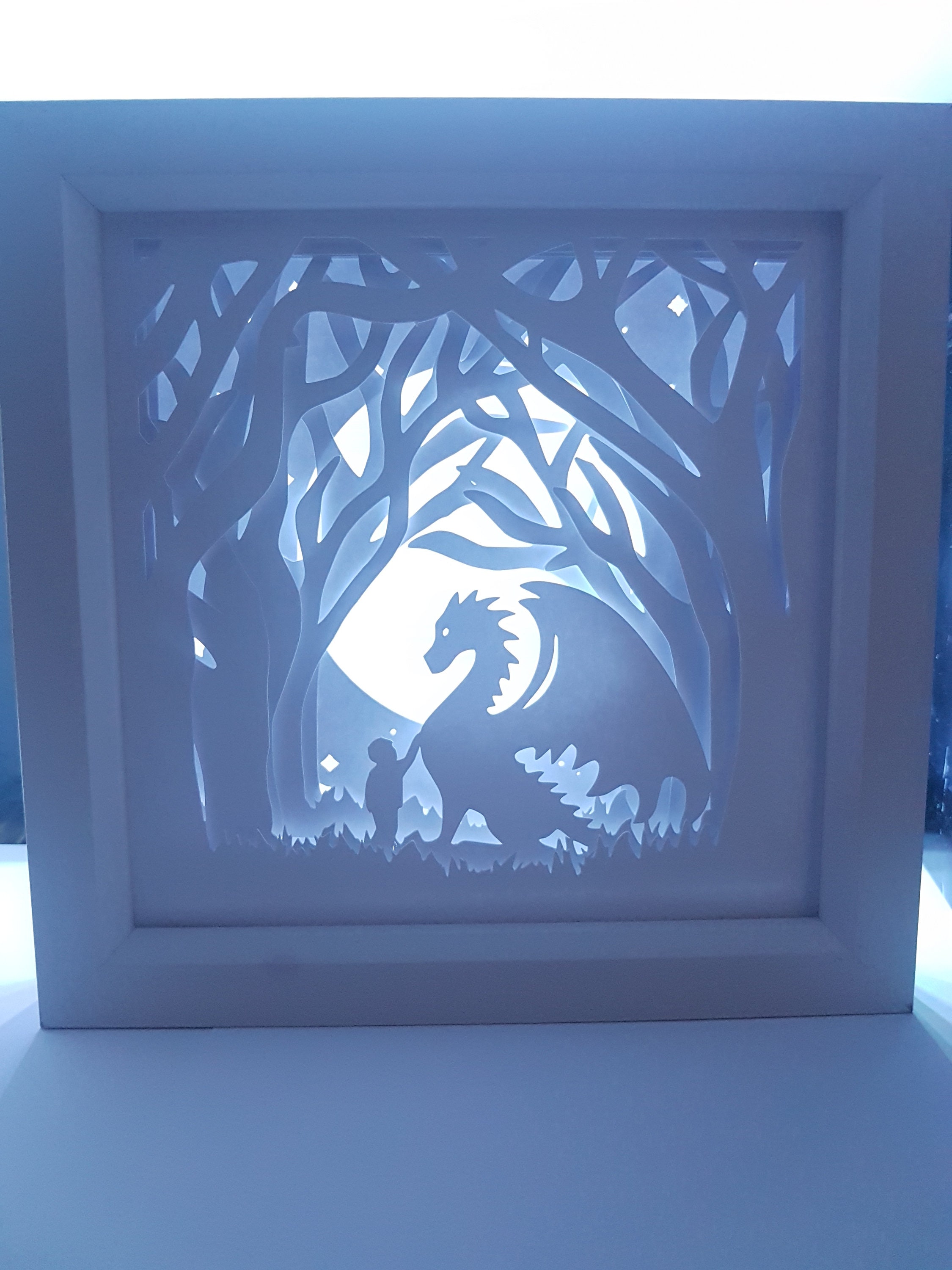 Dragon shadow box SvG PDF PNG paper cutting instant download | Etsy