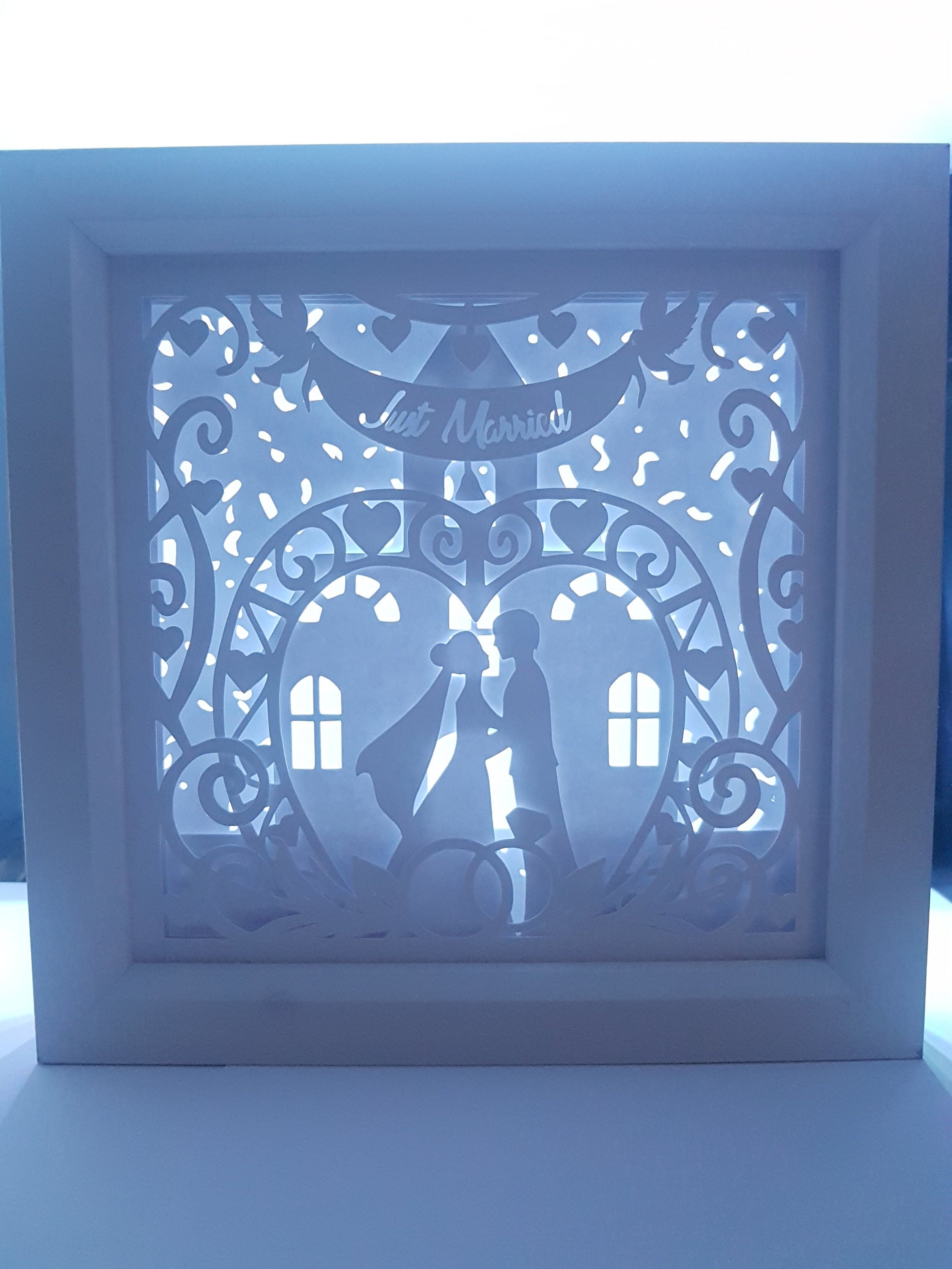 Mr and Mrs Just married shadow box SVG PDF PNG paper cutting | Etsy