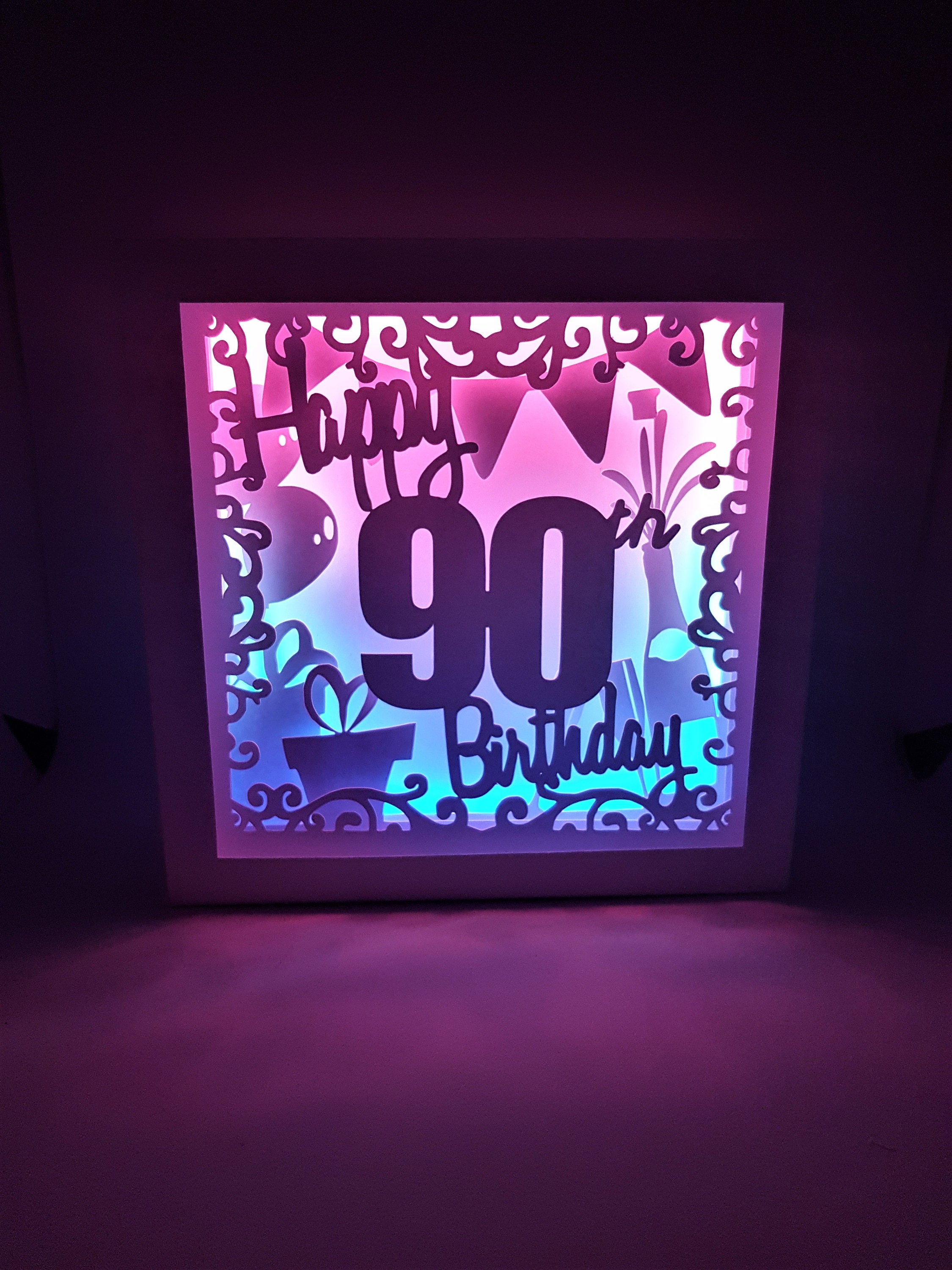 Happy 90th Birthday Shadow Box SVG PDF PNG Paper Cutting Etsy Australia