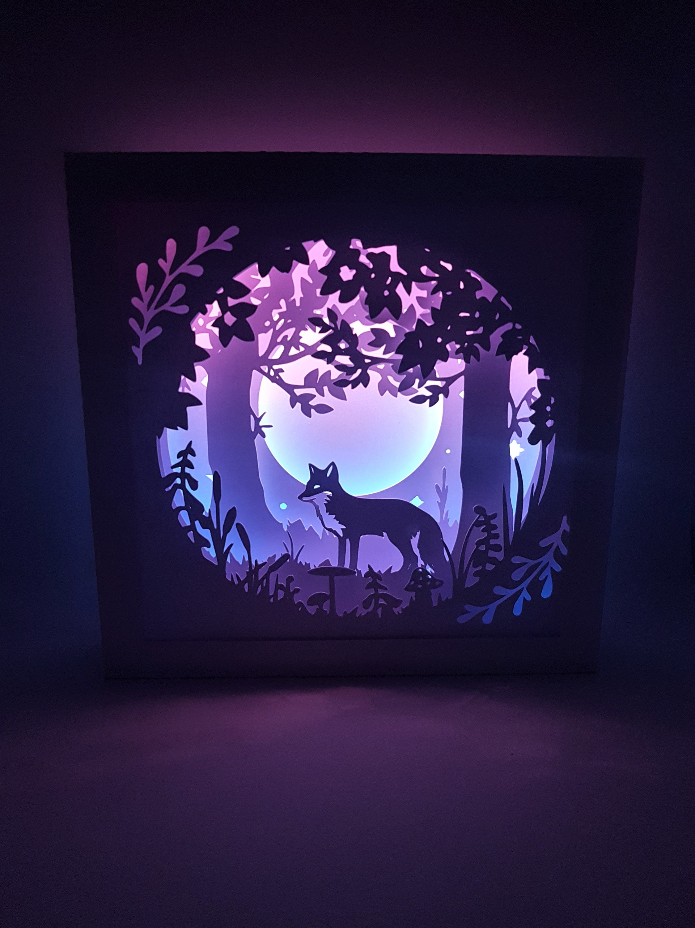 Fox in Woods Forest Shadow Box SVG PDF PNG Paper Cutting Instant