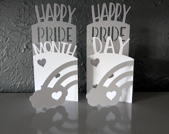 Happy Pride Day Month Digital Download Card and envelope SVG PDF PNG DxF paper cutting template Cut file 3D crafts