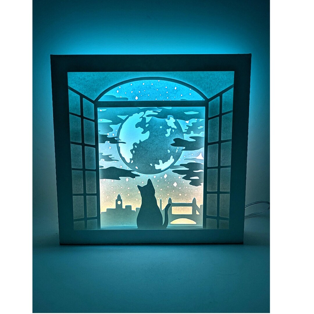 Cat Window Shadow Box SVG PDF PNG Paper Cutting Instant Digital ...