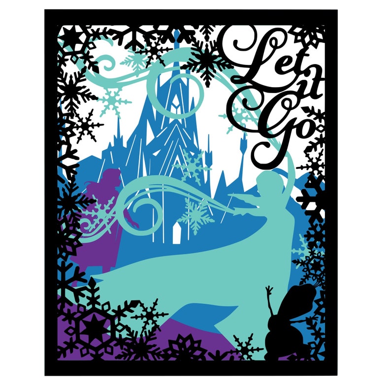 Frozen Let it go inspired shadow box SVG PDF PNG paper cutting | Etsy