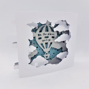 Oh die Orte Pop-up Karte Tunnel Karte SVG PDF PDF PnG Scherenschnitt Ballon Download Vorlage Schnittdatei 3D Schnitt Layered Scherenschnitt new baby